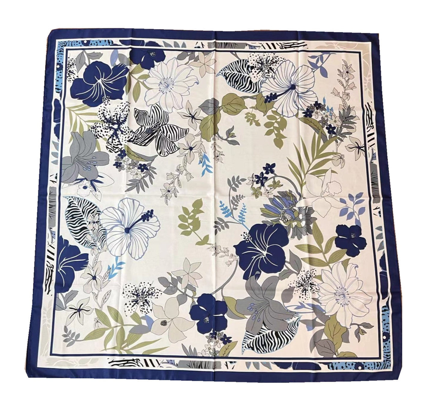 110cm Twill Floral Print Silk Scarf - Zambeel