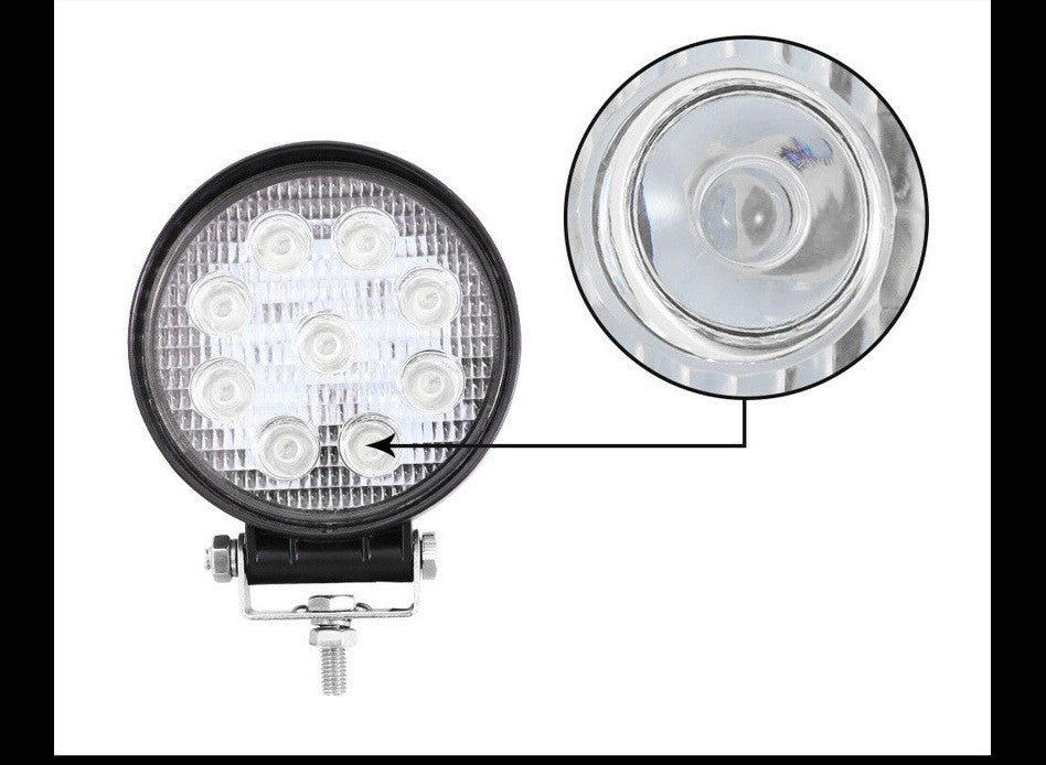 Car LED Work Light Mini Round 9 Lights 27W Auxiliary Light Modified Headlight Engineering Spotlight Headlight