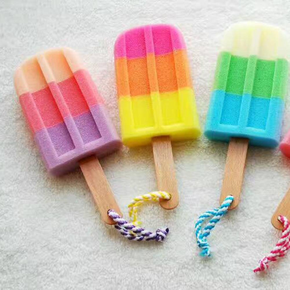 Color Random 1Pc Soft Shower Sponge Cute New Design Ice Cream Shaped Stick Bathroom Bathing Washing Sponges P5 China