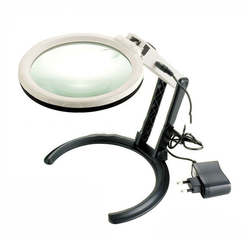 Desktop Folding Handheld Magnifying Glass Folding With Ten Lights External Power Supply Led Magnifying Glass