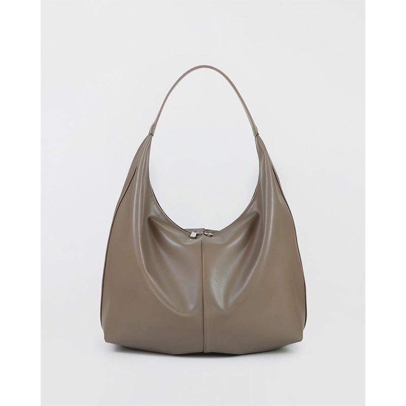 Khaki Autumn And Winter Soft Casual Large Capacity Zipper Tote Bag - Zambeel