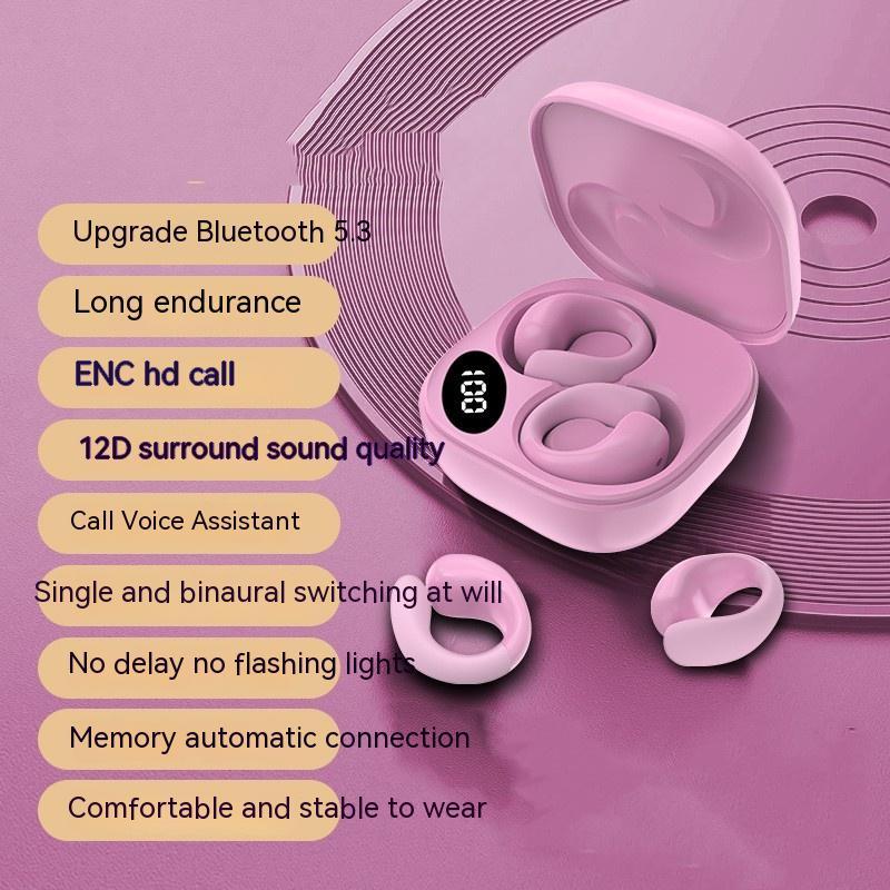 Private LED Digital Display Earclip Bluetooth Earphones - Zambeel
