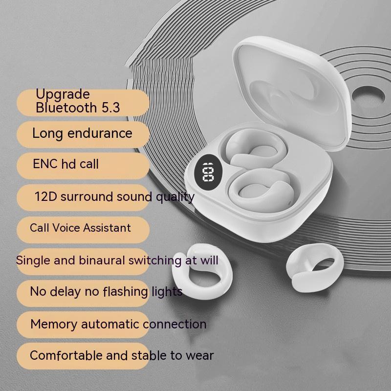 Private LED Digital Display Earclip Bluetooth Earphones - Zambeel