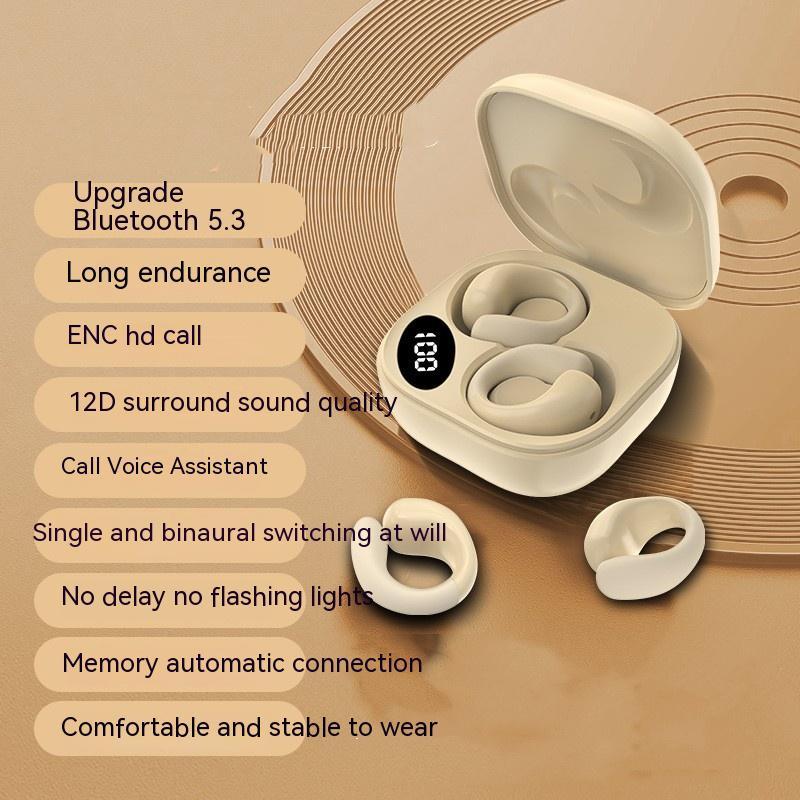 Private LED Digital Display Earclip Bluetooth Earphones - Zambeel