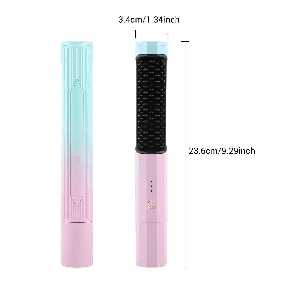 Straightening Comb Rechargeable Hair Wireless Straightener Curler Curling Straighten Dual - purpose Travel Portable USB Charging - Zambeel