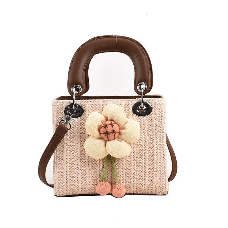 Women's Fashion Flower Weaving Straw Handbag - Zambeel
