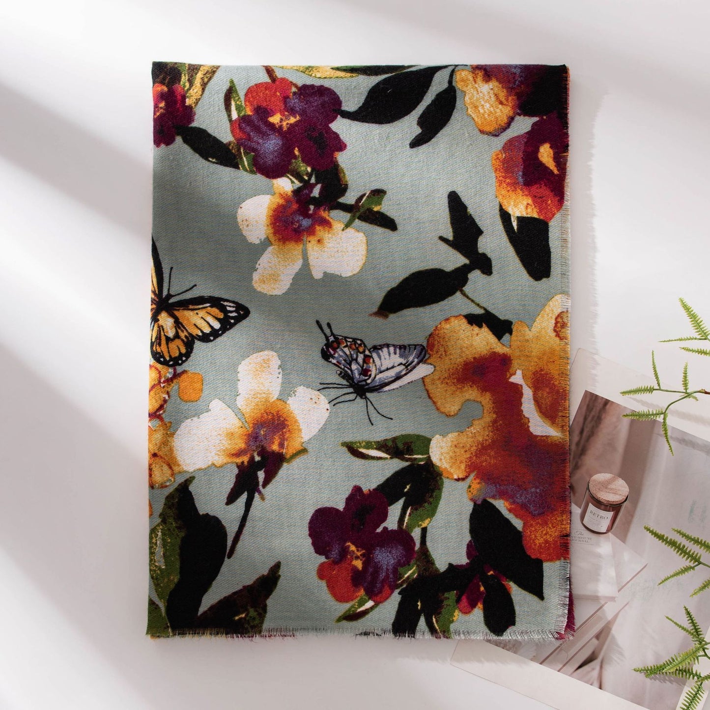 Artificial Cashmere Scarf Female Plant Print Fashion Commuter