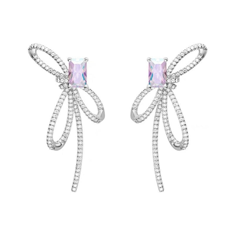 Aurora Ribbon Bow Small Sugar Cube Earrings