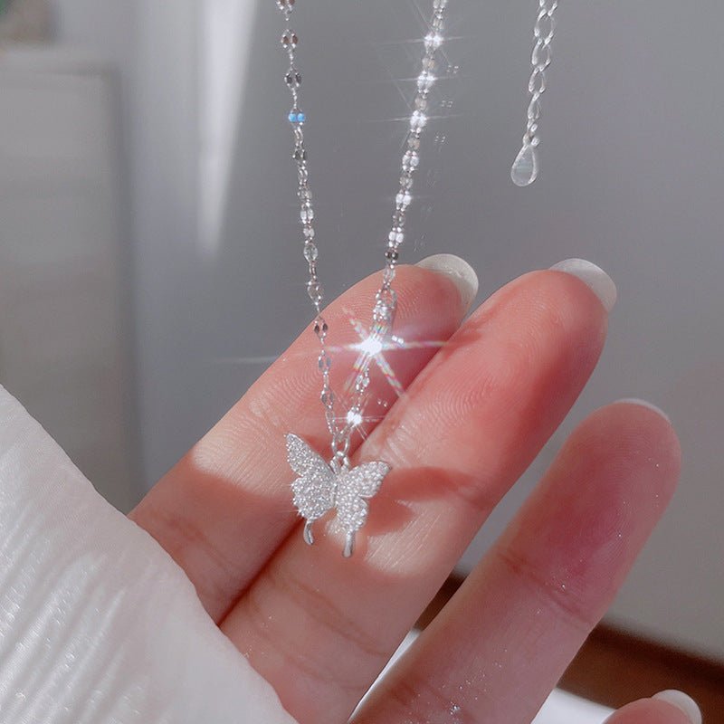 Butterfly Necklace For Women Light Luxury Minority High - grade Tassel Clavicle Chain - Zambeel