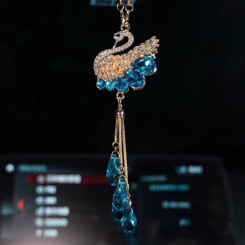 Car Pendant Double - Sided Crystal Swan King Pendant Creative Car Rearview Mirror Pendant - Zambeel
