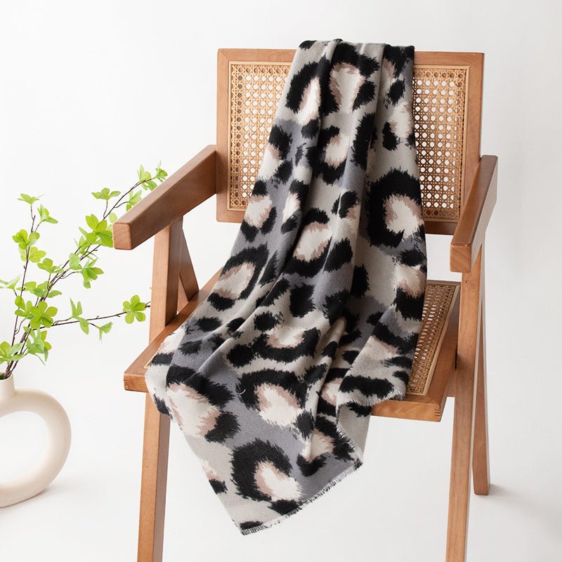 Cashmere - like Leopard Print Scarf Shawl Fashion All - matching - Zambeel