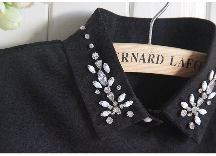 Chiffon Rhinestone Fake Collar Shirt Women's Shawl