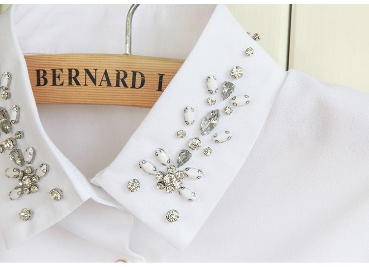 Chiffon Rhinestone Fake Collar Shirt Women's Shawl