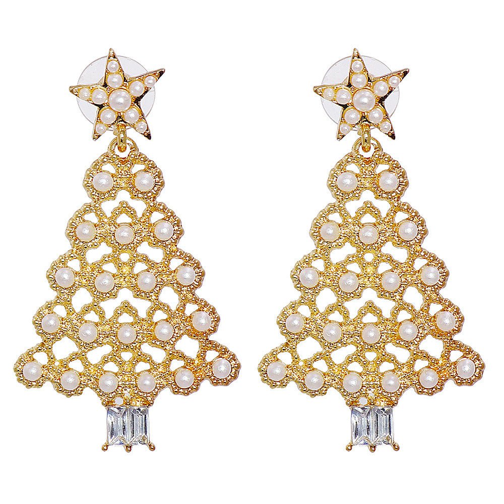 Colorful Crystals Christmas Tree Earrings Fashion Earrings