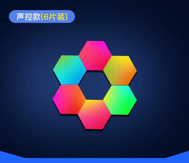 Compatible with Apple, Wireless Smart Phone Controlled LED Modular Honeycomb Light DIY Assembly Hexagonal Quantum Light Working With Android IOS System