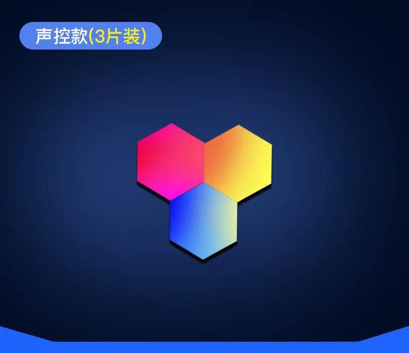 Compatible with Apple, Wireless Smart Phone Controlled LED Modular Honeycomb Light DIY Assembly Hexagonal Quantum Light Working With Android IOS System