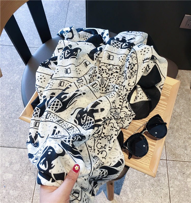 Cotton And Linen Ethnic Style Fake Sunscreen Scarf