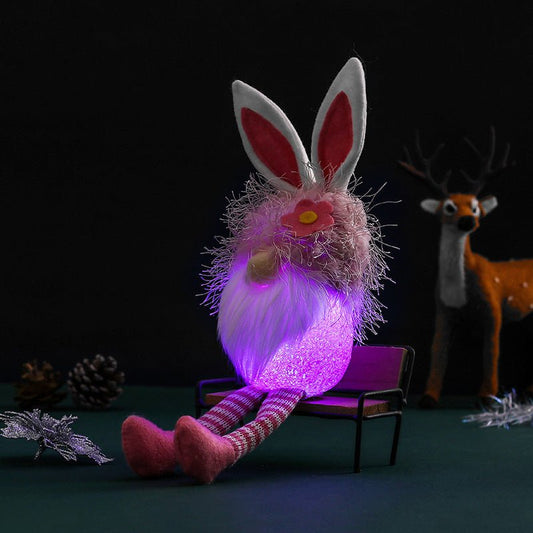 Cross - Border Cute Rabbit Ears Glowing Faceless Doll Decoration EVA Easter Santa Claus Doll Props - Zambeel