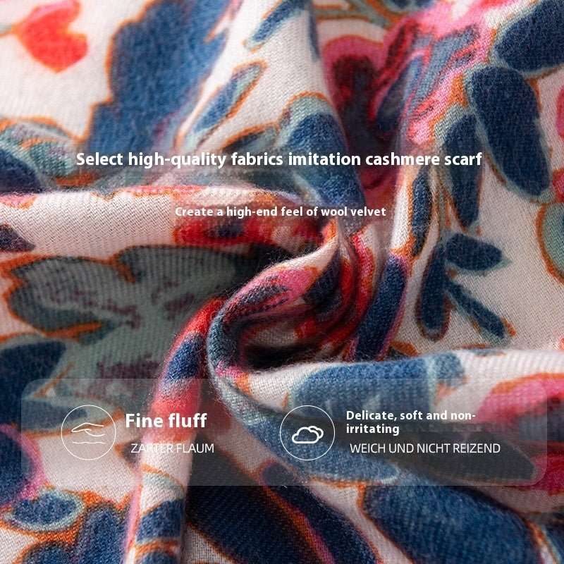 Cross-border New Arrival Printed Cashmere-like Texture Commuter's All-matching Warm Scarf Shawl