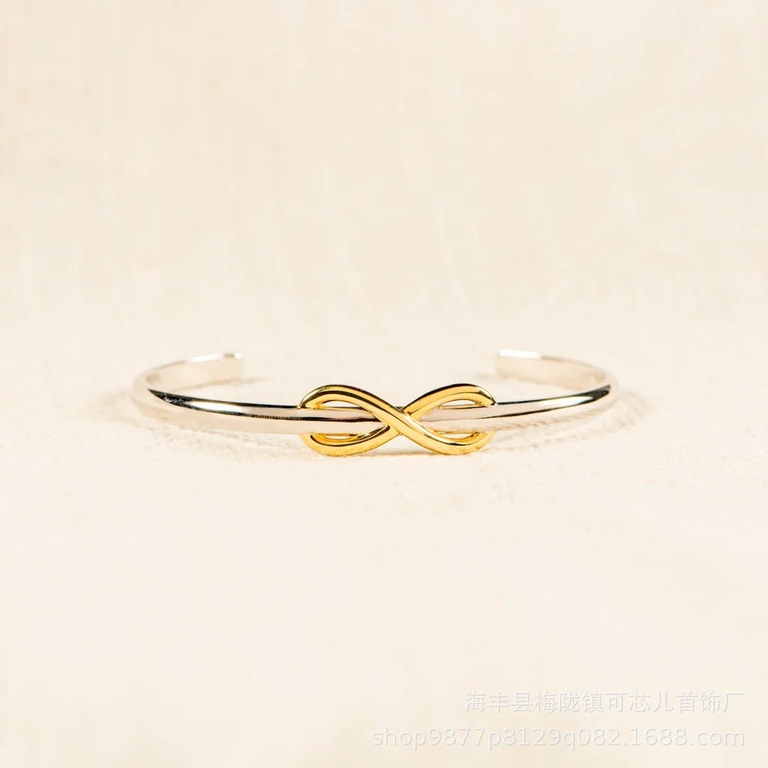 Double Color Gold Silver Bowknot Lucky 8 Bracelet - Zambeel