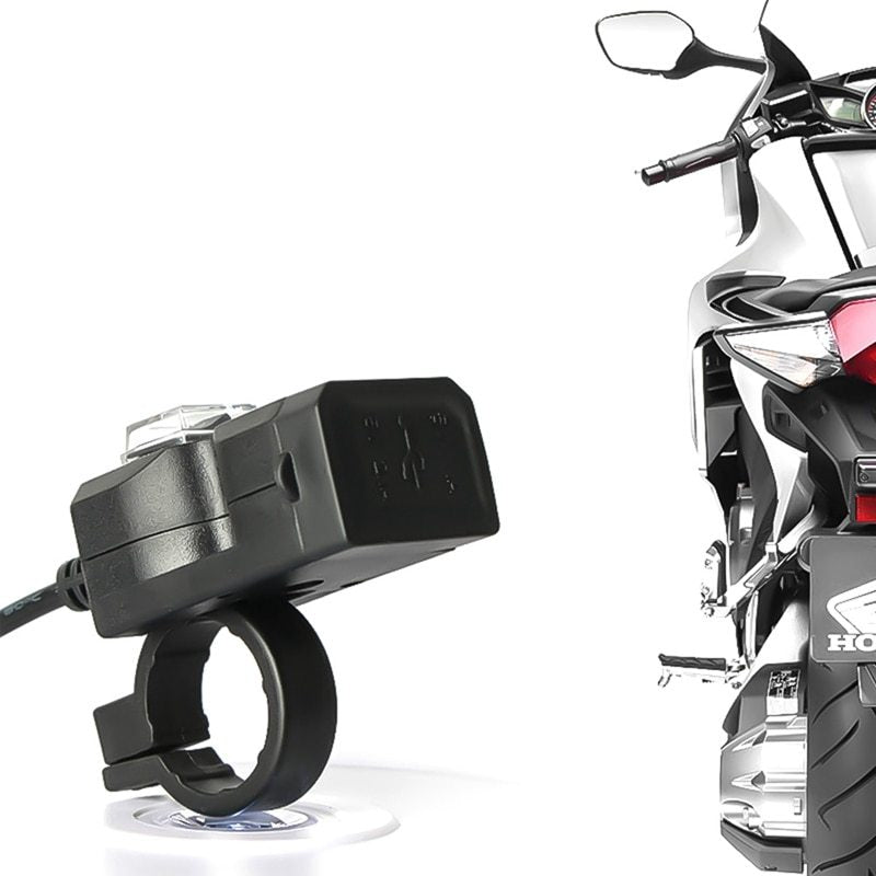 Dual USB Port 12V Waterproof Motorcycle Handlebar Charger 5V 1A / 2.1A Power Adapter Plug for Mobile Phone