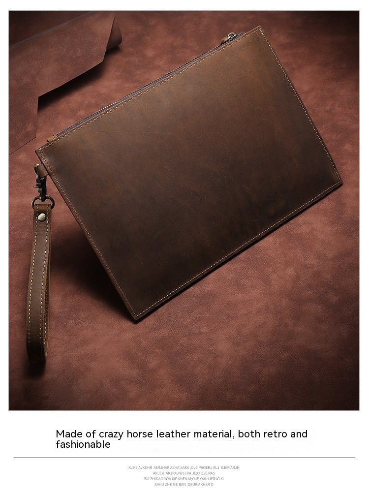 European And American Retro Crazy Horse Leather Men's Clutch
