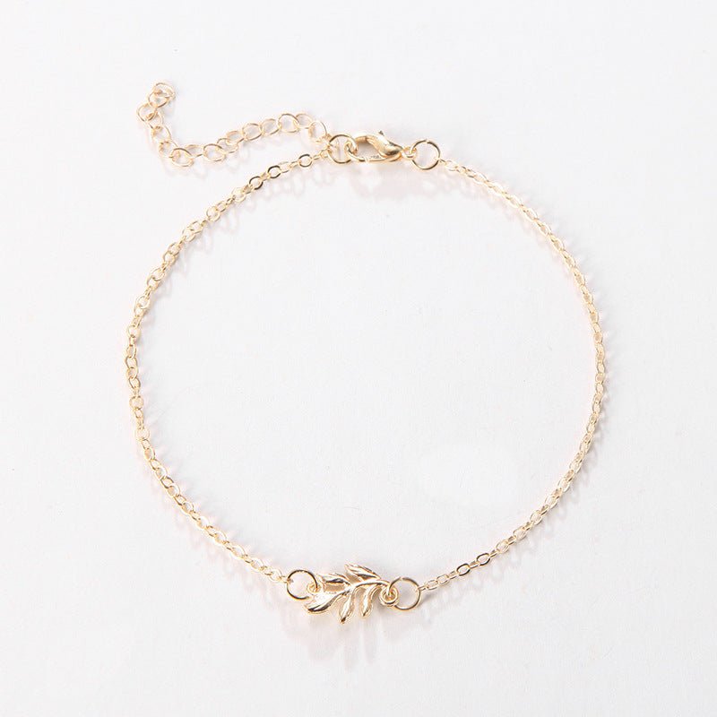 Fashion Simple Alloy Mori Style Flower Leaf Anklet - Zambeel