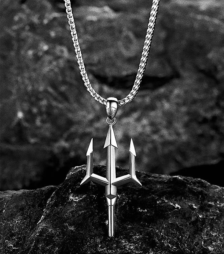 Fashion Stainless Steel Small Trident Necklace Ornament - Zambeel