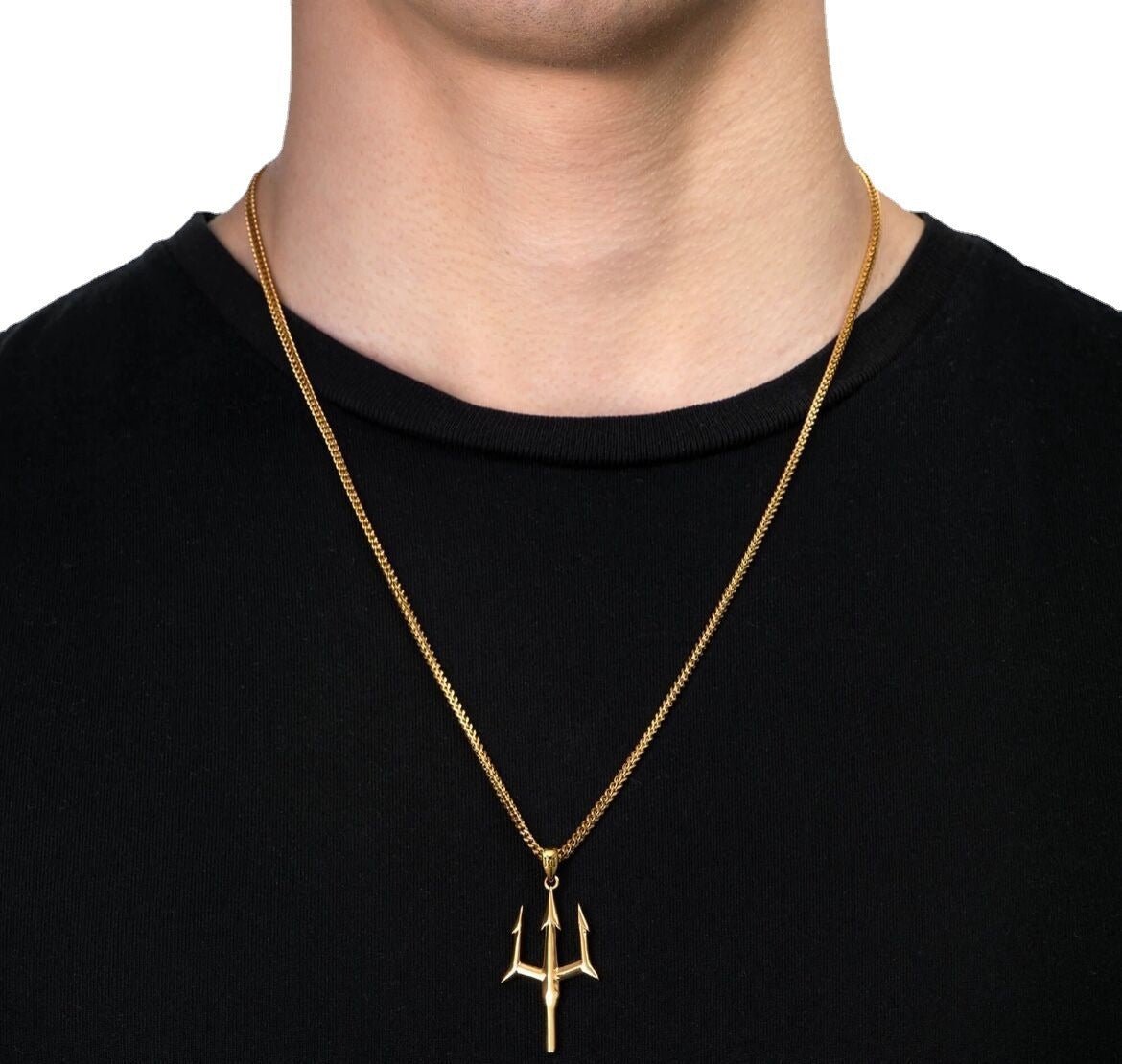 Fashion Stainless Steel Small Trident Necklace Ornament - Zambeel