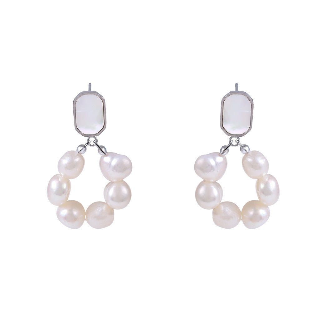 Freshwater Pearl Earrings Women's Light Luxury , Sweet Temperament, Shell Stud Earrings, Earrings