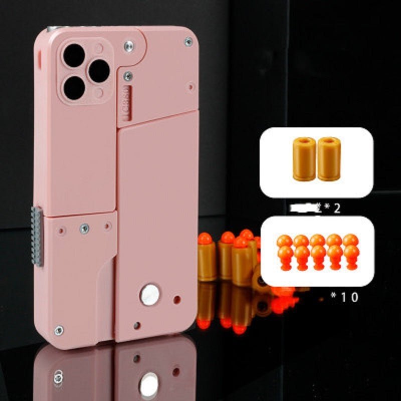 Harmless Folding Pistol Bullet Automatic Shell Throwing Toy Creative Soft Mobile Phone Appearance Gun Outdoor Interactive Kid Gift - Zambeel