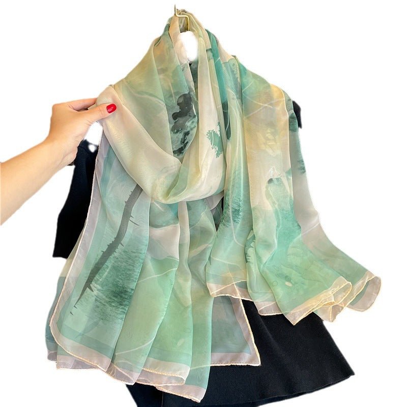 Light Luxury Artificial Silk Talma Yousoft Scarf Women's Large Size Pattern Commuter - Zambeel