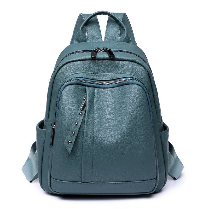 Light Luxury High - grade Backpack Women's Backpack PU Soft Leather Fashion Simple Waterproof Large Capacity Travel Bag - Zambeel