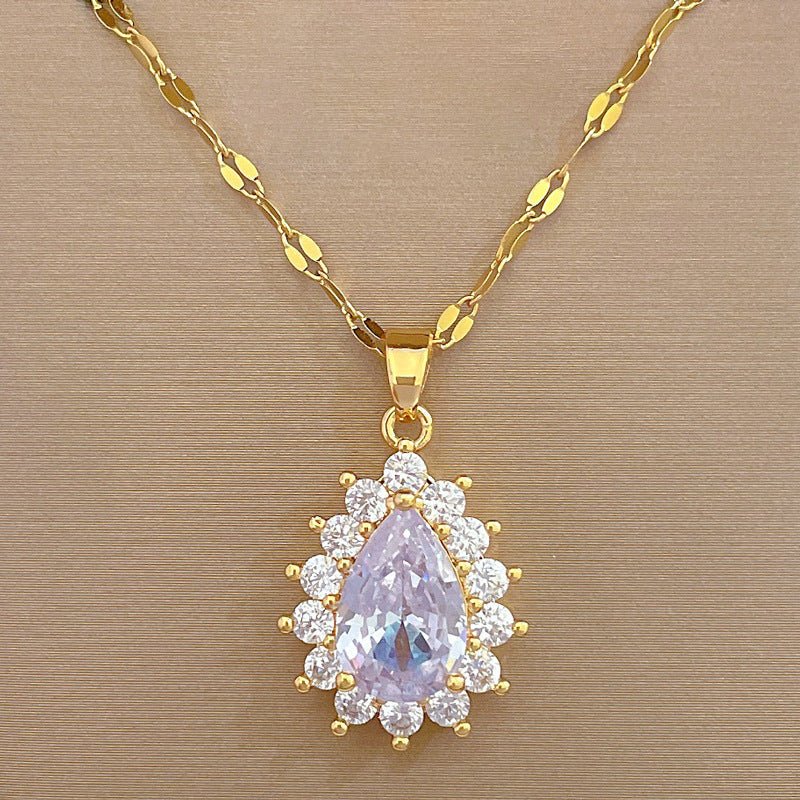 Micro - inlaid Graceful Personality Banquet Ear Necklace Combination - Zambeel