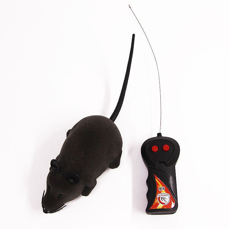 New Flocking Electric Remote Control Simulation Funny Cat Mouse Color Box Packaging Cat Toy Pet Supplies Self - Contained Battery - Zambeel