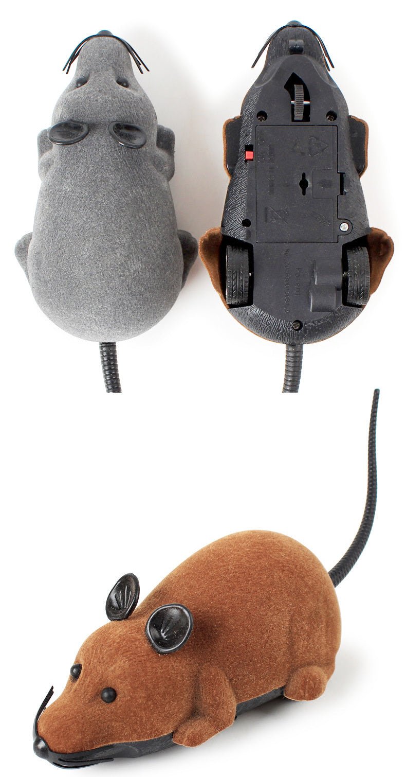 New Flocking Electric Remote Control Simulation Funny Cat Mouse Color Box Packaging Cat Toy Pet Supplies Self-Contained Battery