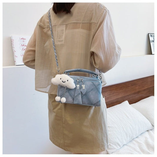 Niche Korean Style Box Elegant Texture Chain Handbag Shoulder Messenger Bag