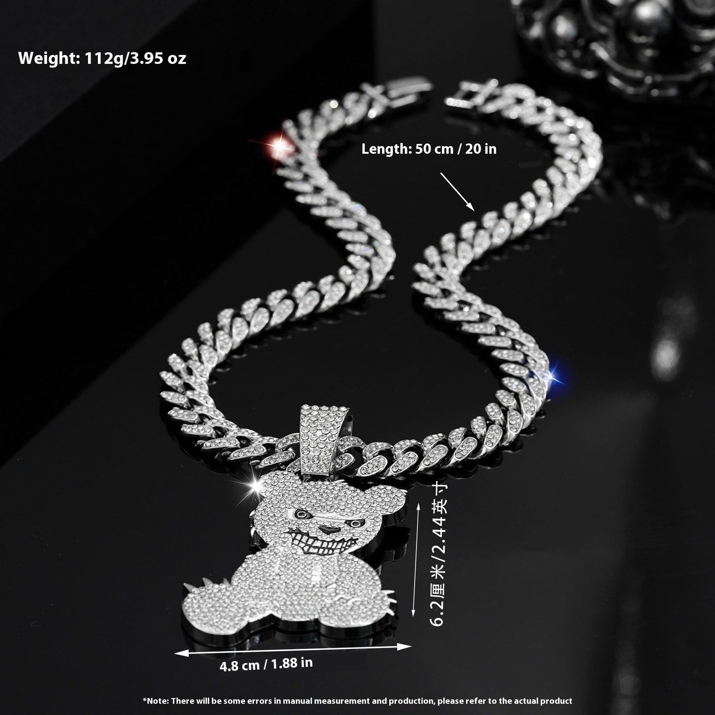 Personalized Grinning Bear Necklace Men's All - Match Full Diamond - Zambeel