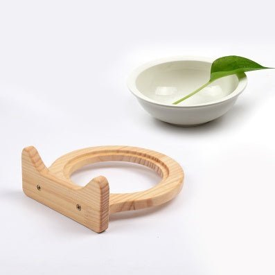 Pet Supplies Ceramic Bowl Solid Wood Stand - Zambeel