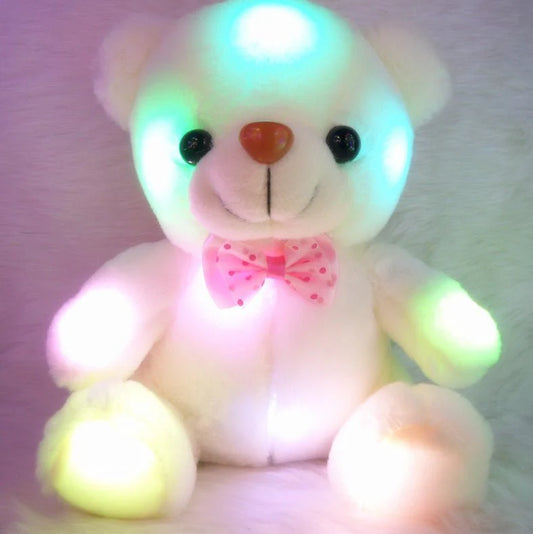 Colorful Glowing Teddy Bear – Soft Plush Night Light Toy for Kids