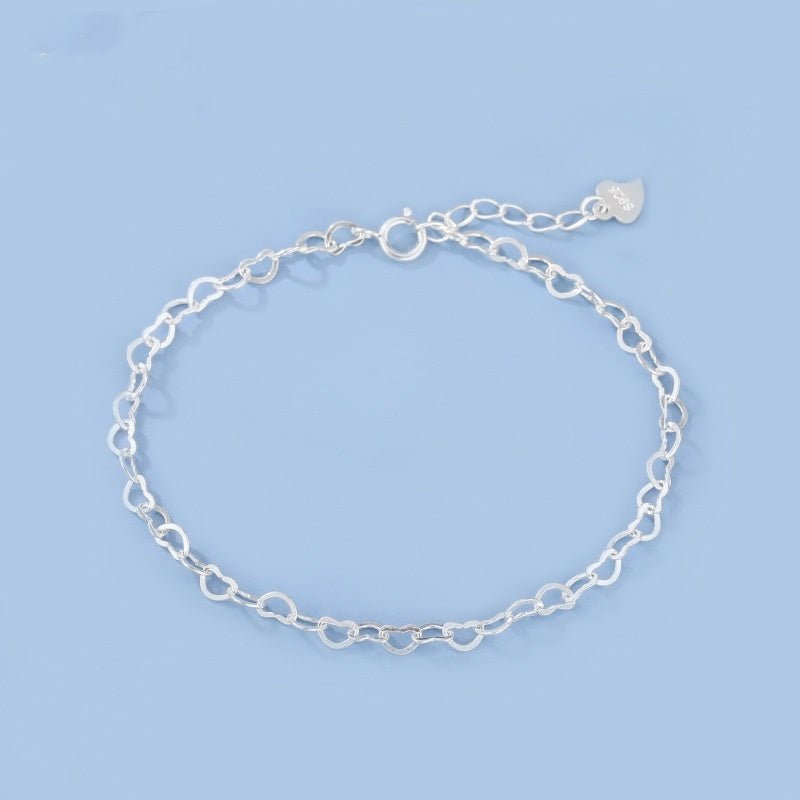 S925 Silver Heart Bracelet Simple Temperament Heart-shaped