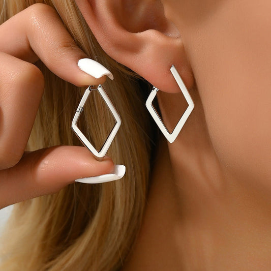 Simple Geometric Quadrilateral Design Earrings - Zambeel