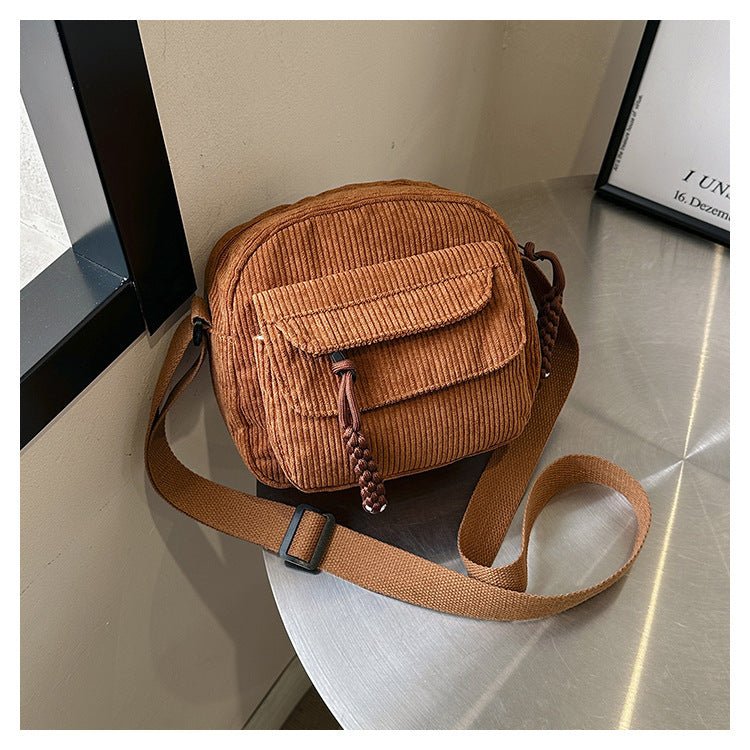 Solid Color Classy Exquisite Texture Portable Shoulder Messenger Bag - Zambeel