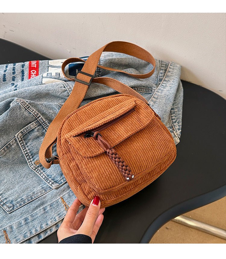 Solid Color Classy Exquisite Texture Portable Shoulder Messenger Bag