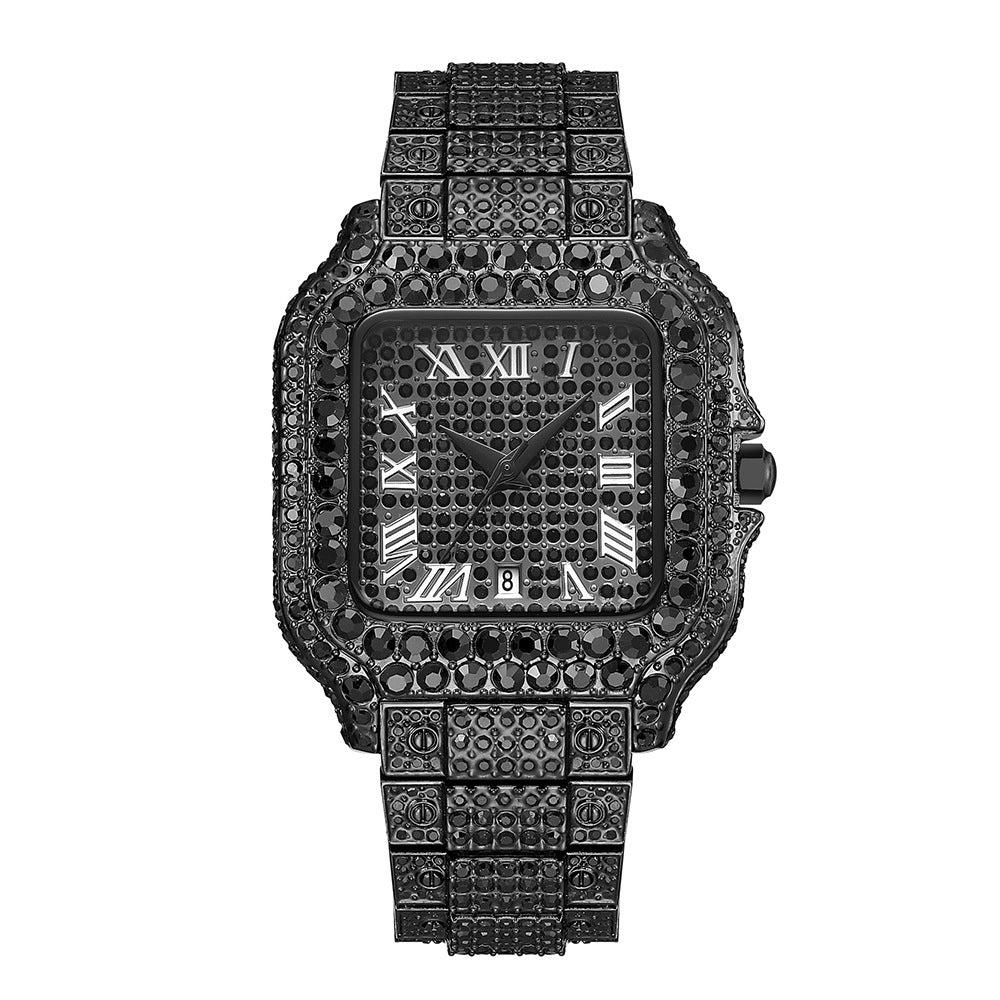 Straight European Hip Hop Diamond Quartz Wrist Watch - Zambeel