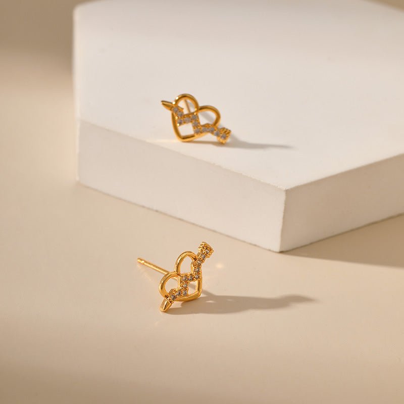 Sweet Tridimensional Peach Heart Stud Earring