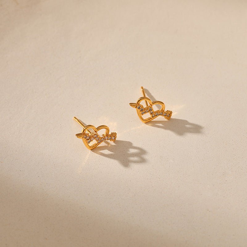 Sweet Tridimensional Peach Heart Stud Earring