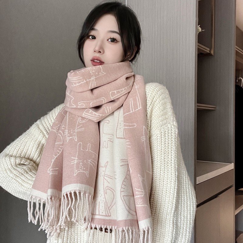 Thick Warm Scarf Double - sided Cashmere - like Scarf - Zambeel