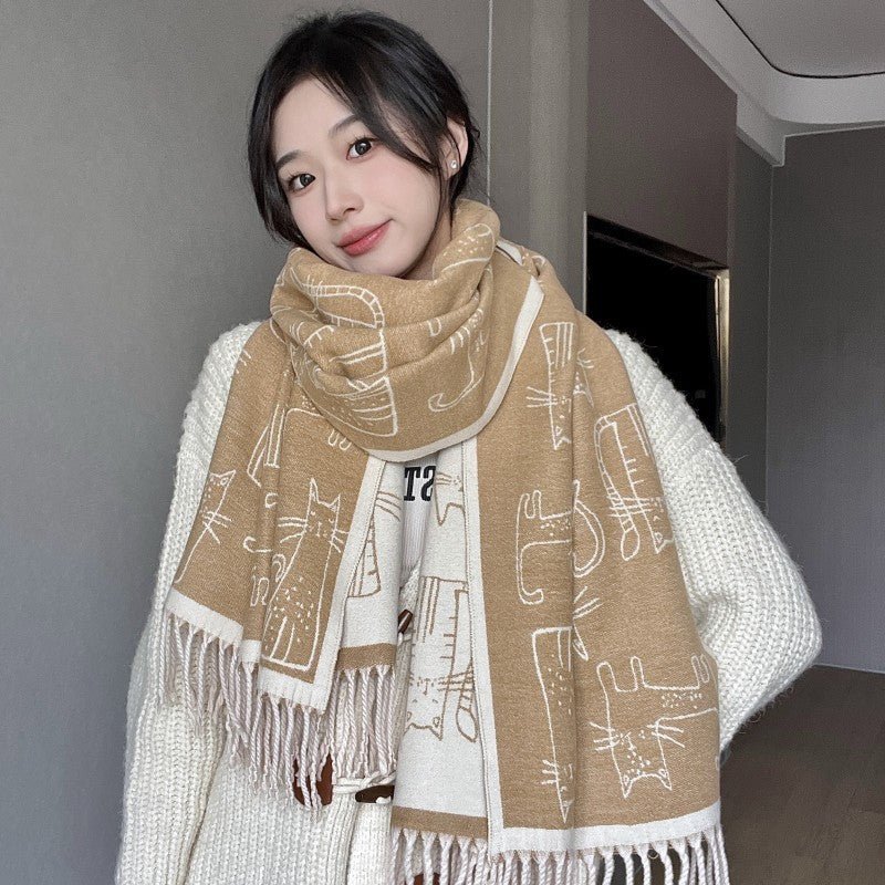 Thick Warm Scarf Double - sided Cashmere - like Scarf - Zambeel
