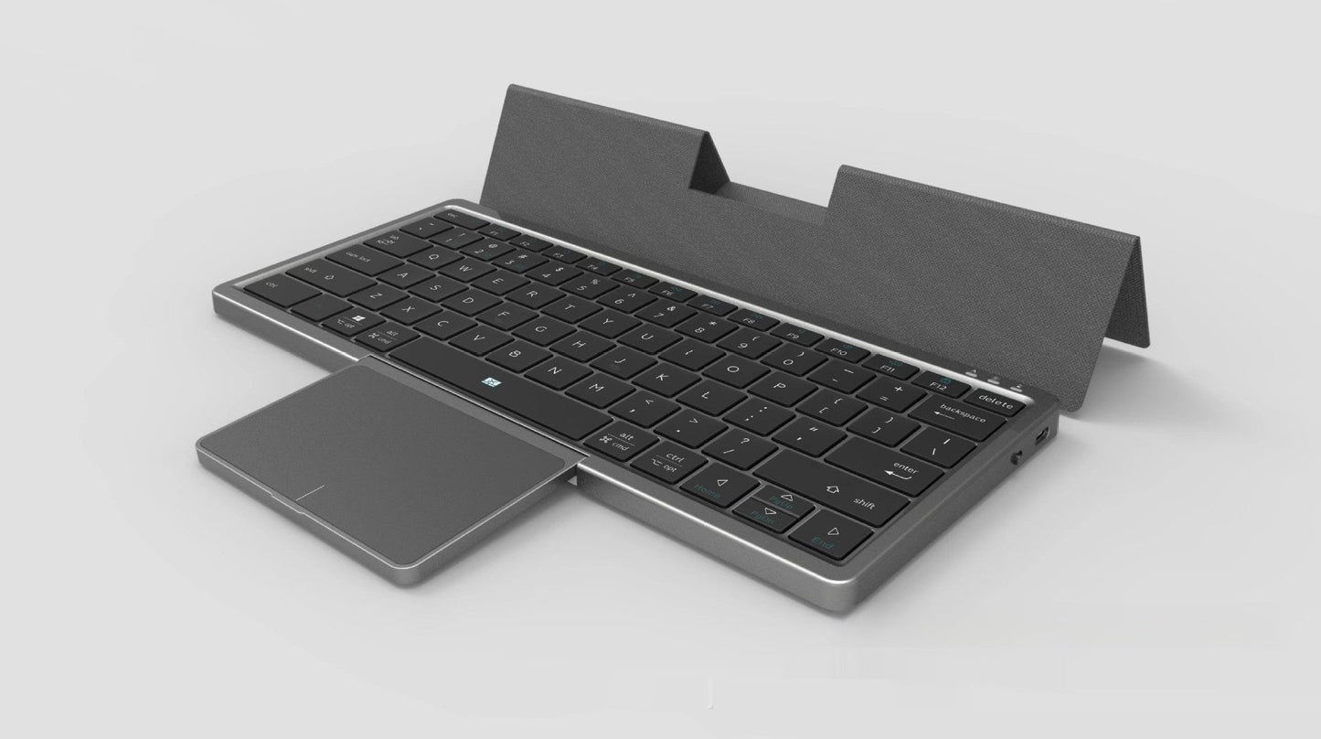 Three - in - one Wireless Bluetooth Touch Pad Wireless Keyboard Leather Sheath Stand Ipad Mobile Phone Universal - Zambeel